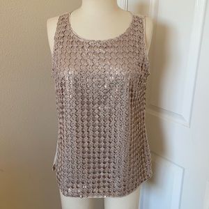 White House Black Market Beige/Gold Top